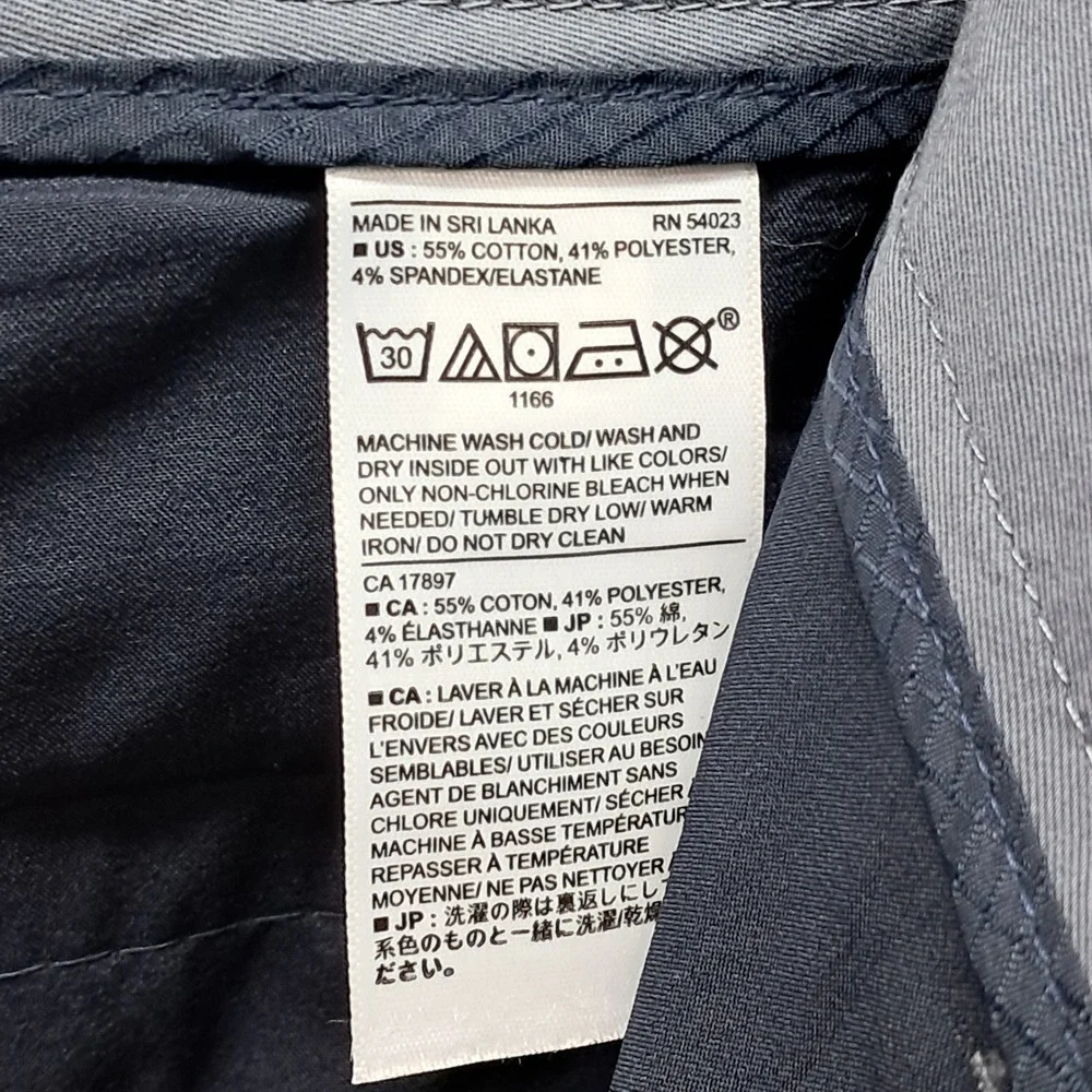 Banana Republic Mens Slim Fit Chinos Blue Gray Cotton Blend Stretch Pants 34x32
